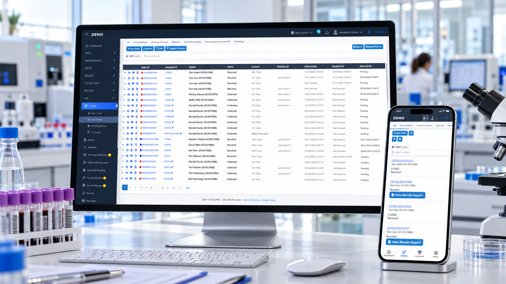 ELIS/LIMS laboratory software interface
